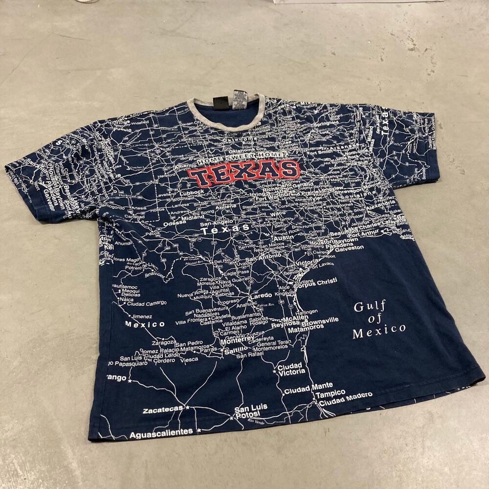 Y2k Texas all over print map t-shirt